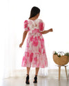 Summer Special Floral Print Organza Silk One-Piece Dress – Ready to Wear