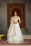 Festive Wear Lehenga Choli White in Net with Sequins Embroidery And Dupatta