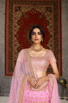Festive Wear Lehenga Choli Pink in Net with Sequins Embroidery And Dupatta