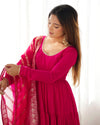 Graceful Roman Silk Chanderi Anarkali Suit – Luxurious Festive & Wedding Wear