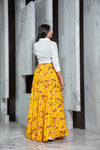 Elegant White Rayon Cottan Printed Crop Top Lehenga