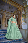 Festive Wear Pista Georgette Lehenga Choli with Thread & Sequins Embroidery