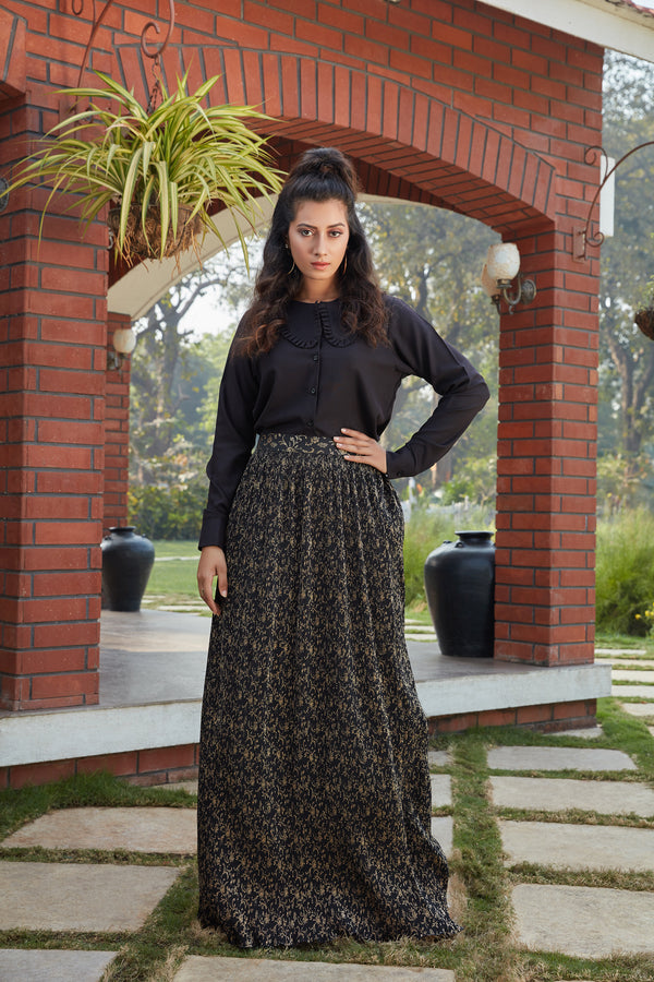 Elegant Black Cotton Fancy Crop Top Lehengas