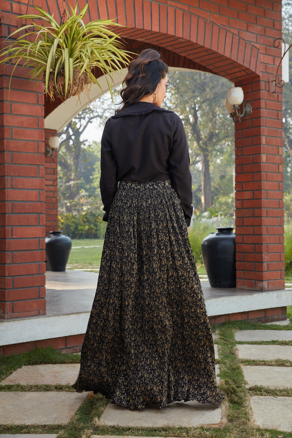 Elegant Black Cotton Fancy Crop Top Lehengas