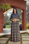 Elegant Navy Blue Imported Fabric fancy Crop Top Lehenga