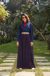 Navy Blue Georgette fancy Lehenga Top With Tie Ready to Wear