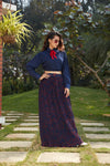 Navy Blue Georgette fancy Lehenga Top With Tie Ready to Wear