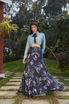 Grey Printed Georgette Cro Topclassic Lehenga