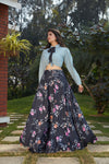 Grey Printed Georgette Cro Topclassic Lehenga