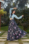 Grey Printed Georgette Cro Topclassic Lehenga