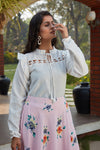 White Printed Cotton Lehenga Ready to Wear