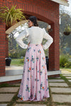 White Printed Cotton Lehenga Ready to Wear