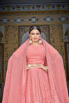 Semi-Stitched Georgette Lehenga with Thread and Sequin Embroidery With Dupatta