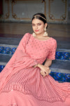 Semi-Stitched Georgette Lehenga with Thread and Sequin Embroidery With Dupatta