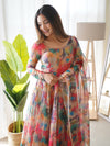 Elegant Tabby Organza Silk Anarkali Set – Fully Stitched with Dupatta & Pant