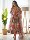 Elegant Tabby Organza Silk Anarkali Set – Fully Stitched with Dupatta & Pant