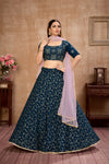 Blue Georgette & Net Lehenga with Metallic Foil & Gota Patti Embroidery