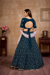 Blue Georgette & Net Lehenga with Metallic Foil & Gota Patti Embroidery