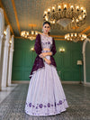 Lavender Georgette Semi-Stitched Lehenga for Women Thread with Sequence Embroidered Work