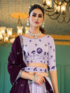 Lavender Georgette Semi-Stitched Lehenga for Women Thread with Sequence Embroidered Work