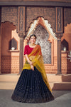 Navy Blue Georgette Lehenga with Thread & Sequin Embroidery And Net Dupatta