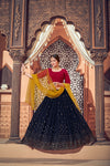 Navy Blue Georgette Lehenga with Thread & Sequin Embroidery And Net Dupatta