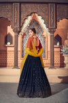 Navy Blue Georgette Lehenga with Thread & Sequin Embroidery And Net Dupatta
