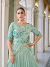 Pista Green Georgette Lehenga with Thread & Sequin Embroidery