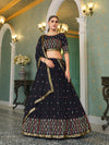 Navy Blue Georgette Lehenga with Thread And Sequin Embroidery