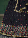Navy Blue Georgette Lehenga with Thread And Sequin Embroidery