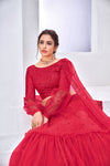 Rani Pink Net Lehenga with Thread & Sequence Embroidery