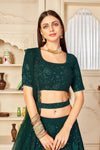 Elegant Green Georgette Lehenga with Thread & Sequence Embroidery & Net Dupatta