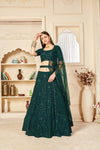 Elegant Green Georgette Lehenga with Thread & Sequence Embroidery & Net Dupatta