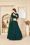 Elegant Green Georgette Lehenga with Thread & Sequence Embroidery & Net Dupatta