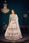 Pearl White Georgette Lehenga with Multi Thread, Sequence & Gota Patti Embroidery Work