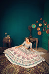 Pearl White Georgette Lehenga with Multi Thread, Sequence & Gota Patti Embroidery Work
