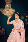 Powder Pink Georgette Lehenga with Multi Thread & Gota Patti Embroidery Work
