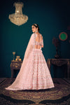 Powder Pink Georgette Lehenga with Multi Thread & Gota Patti Embroidery Work