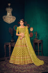 Green Lime Georgette Lehenga with Multi Thread & Gota Patti Embroidery Work