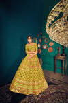Green Lime Georgette Lehenga with Multi Thread & Gota Patti Embroidery Work