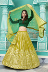 Florance Green Georgette Lehenga with Gota Patti & Pigment Foil Printed Work