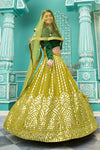 Florance Green Georgette Lehenga with Gota Patti & Pigment Foil Printed Work