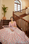 Pearl White Georgette Lehenga with Gota Patti & Thread Embroidery