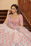 Pearl White Georgette Lehenga with Gota Patti & Thread Embroidery