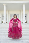 Deep Pink Chinon Chiffon Lehenga with Gota Patti, Thread & Sequin Embroidery