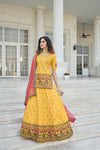 Radiant Yellow Chinon Chiffon Lehenga with Gota Patti, Thread & Sequin Embroidery Work