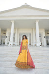 Radiant Yellow Chinon Chiffon Lehenga with Gota Patti, Thread & Sequin Embroidery Work