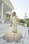 Elegant Beige Chinon Chiffon Lehenga with Gota Patti, Thread & Sequin Embroidery