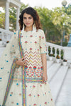 Elegant Beige Chinon Chiffon Lehenga with Gota Patti, Thread & Sequin Embroidery
