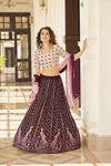 Purple Georgette Lehenga with Thread & Sequin Embroidery and Shibori Work